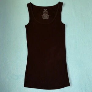 FADED GLORY Must-Have Tank black rib knit stretchy scoop neck size S/ch 4-6